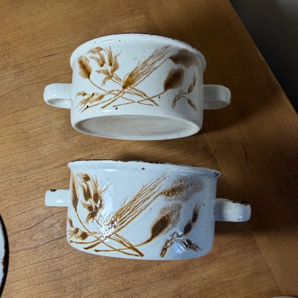 Vintage Midwinter Stonehenge Wild Oats 6 Pc Bowl Serving Set England Wheat